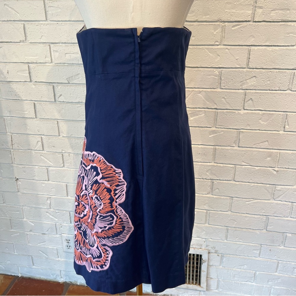 Lilly Pulitzer Navy Embroidered Bowen Floral Strapless Dress Women’s 8 - Picture 7 of 13